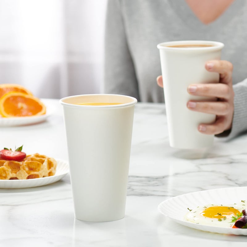 GUSTO 16 oz White Disposable Paper Cups for Hot & Cold Drinks [100 Count] Sturdy, Eco-Friendly Coffee Cups for Home, Office & Events â€“ Formerly Comfy Package - Image 4